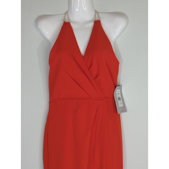 JS Collections Red Ruched Back V Neck Party Dress Women 2‎ NWT Valentine Holiday - Picture 3 of 14